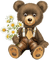 Oso de peluche con flores - png gratis GIF animado