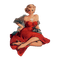 vintage woman in red dress - png gratis GIF animado