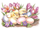 Küken, Eier, Blumen, Ostern