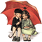 children under an umbrella - Free PNG Animated GIF