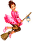 Girl.Witch.Child.Broom.Halloween.Pink.Black - png gratuito GIF animata