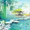 soave background oriental water blue green - Zdarma animovaný GIF animovaný GIF