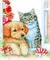 soave dog cat animals friends windows flowers - gratis png animerad GIF