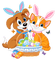 Kaz_Creations Easter Deco Cute Puppy and Kitten With Bunny Ears - Free PNG Animated GIF