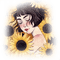 kikkapink woman painting spring sunflowers - png gratis GIF animasi