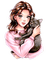 Girl and her cat - png gratuito GIF animata