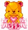 cute teddy bear with pink heart bow - Gratis geanimeerde GIF geanimeerde GIF