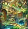fantasy house bridge background - nemokama png animuotas GIF