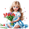 niña con tulipanes--Rubicat - gratis png animerad GIF