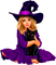 Girl.Witch.Child.Cat.Halloween.Purple.Black - ilmainen png animoitu GIF