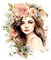 woman painting pink green flowers - kostenlos png Animiertes GIF