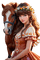 woman horse brown flowers - png gratuito GIF animata