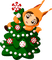 Elfo con albero di natale - png gratis GIF animasi
