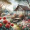 Beautiful Vintage Garden with Wooden Greenhouse - png gratis GIF animasi
