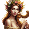 fantasy woman harp gold flowers - png gratuito GIF animata