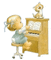 Child Playing Piano and Cat - GIF animado grátis Gif Animado