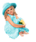 Fille Bleu Fleur Jaune:) - png gratis GIF animasi