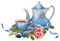tea tee cup can deco tube flower fruits blue vintage thé pot fleur - PNG gratuit GIF animé
