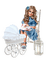 minou-girl-flicka-blue-sitter-stol-sitting-chair-dockvagn-doll carriage - png grátis Gif Animado