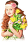 soave children girl spring flowers daffodils pink - Free PNG Animated GIF