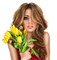 Woman with tulips. Spring. Easter. Leila - png gratis GIF animado