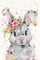lapin art watercolor flowers  love - PNG gratuit GIF animé