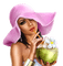 Woman. Summer. Drink. Coconut. Beach. Leila - PNG gratuit GIF animé