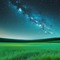 Teal Galaxy and Grassy Field - Free PNG Animated GIF