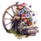 fleurs sur roue chariot - png grátis Gif Animado