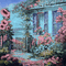 fondo casa flores rosa azul gif dubravka4 - GIF animé gratuit GIF animé