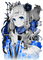 soave anime girl oriental geisha black white blue - 免费PNG 动画 GIF