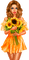 Woman And Sunflowers - ingyenes png animált GIF