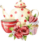 Deko, Kanne, Tasse, Blumen, Kuchen - gratis png geanimeerde GIF