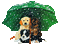 Chien.Dog.Umbrella.green.Victoriabea - Kostenlose animierte GIFs Animiertes GIF
