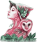 soave woman bird owl fantasy pink green - png grátis Gif Animado