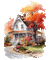 autumn, house, watercolor,  maison, aquarelle, - Free animated GIF Animated GIF