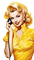 vintage woman yellow telephone - бесплатно png анимированный гифка