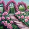 Pink Rose Garden with Path