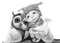 Y.A.M._Winter angel owl black-white - Free PNG Animated GIF