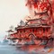 Red Oriental Temple Painting - PNG gratuit GIF animé