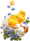 Ostern, Ei, zwei Küken, Blumen - gratis png geanimeerde GIF