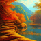kikkapink autumn background lake river - png gratis GIF animasi