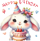 §m3 rabbit pink birthday animated gif cute - Δωρεάν κινούμενο GIF κινούμενο GIF