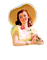Vintage Woman with a bouquet - GIF animé gratuit