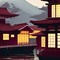 Maroon Japanese Village - PNG gratuit GIF animé