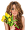 Woman with tulips. Spring. Easter. Leila - δωρεάν png κινούμενο GIF