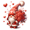 sm3 red gnome roses hearts vday cute - png grátis Gif Animado