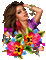 ani--kvinna-blommor--woman and flowers-ansikte - Δωρεάν κινούμενο GIF κινούμενο GIF