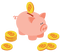 Tirelire cochon piggy bank pièces coins - gratis png geanimeerde GIF