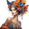 femme woman orange blue - бесплатно png анимированный гифка